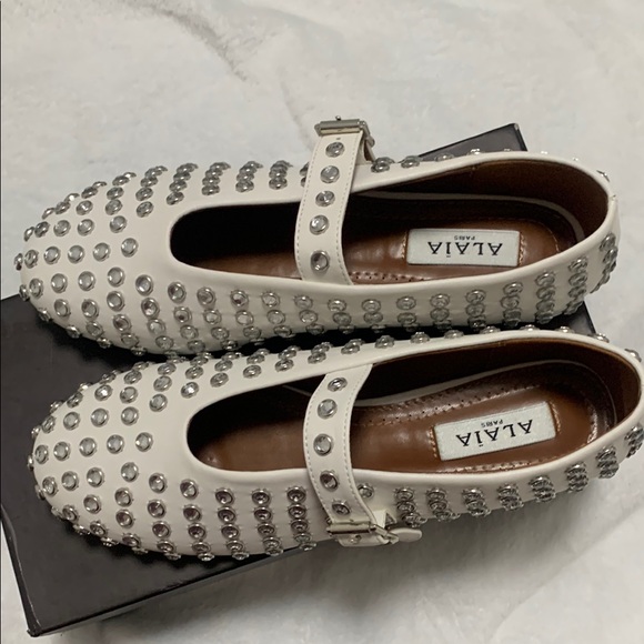 Alaia Shoes - Alaia White Studded Ankle Booties